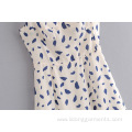 Long Printed Dot Split Sling Dress